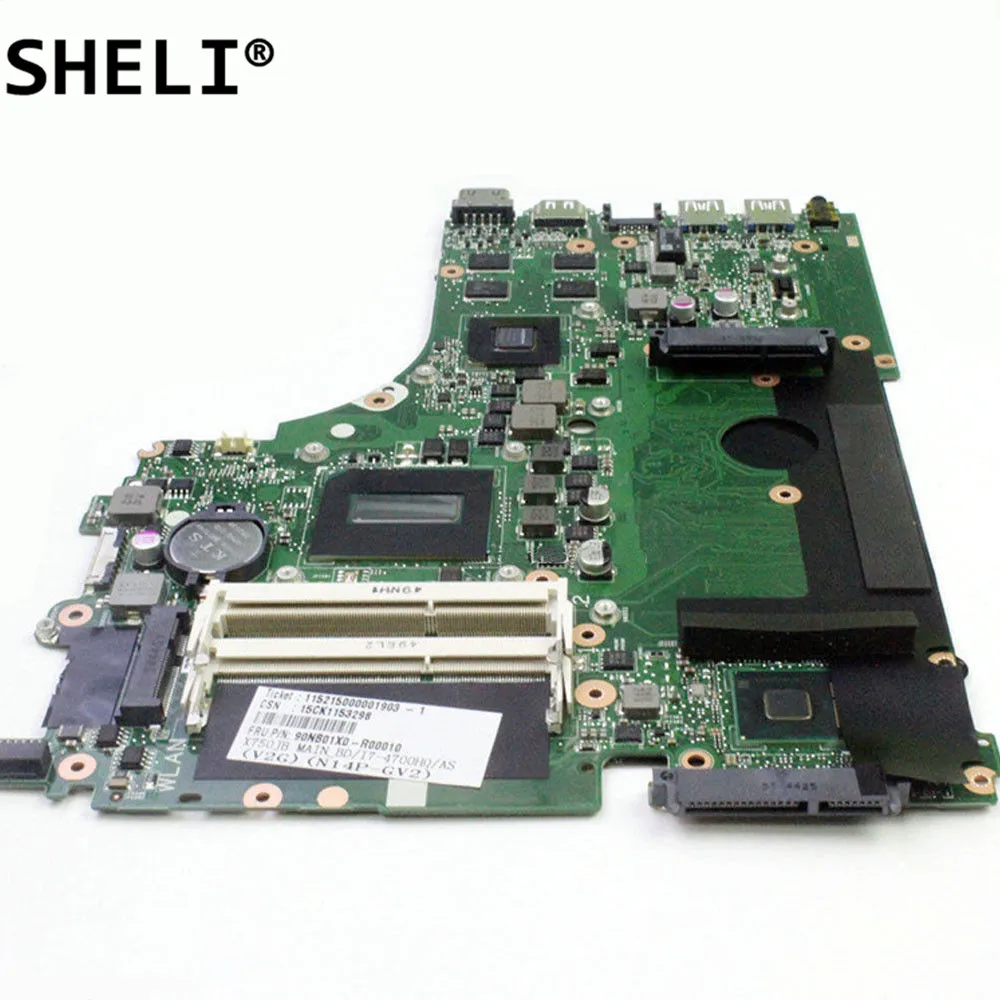  SHELI For ASUS K750JB F750JB A750J A750JB X750JB Motherboard With i7-4700HQ cpu GT740M video card