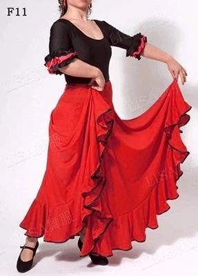 Женская юбка для фламенко, для танцев, черный, красный, для леди, Испания, платье для танцев, для взрослых, на заказ, для сцены, бальных соревнований, платья