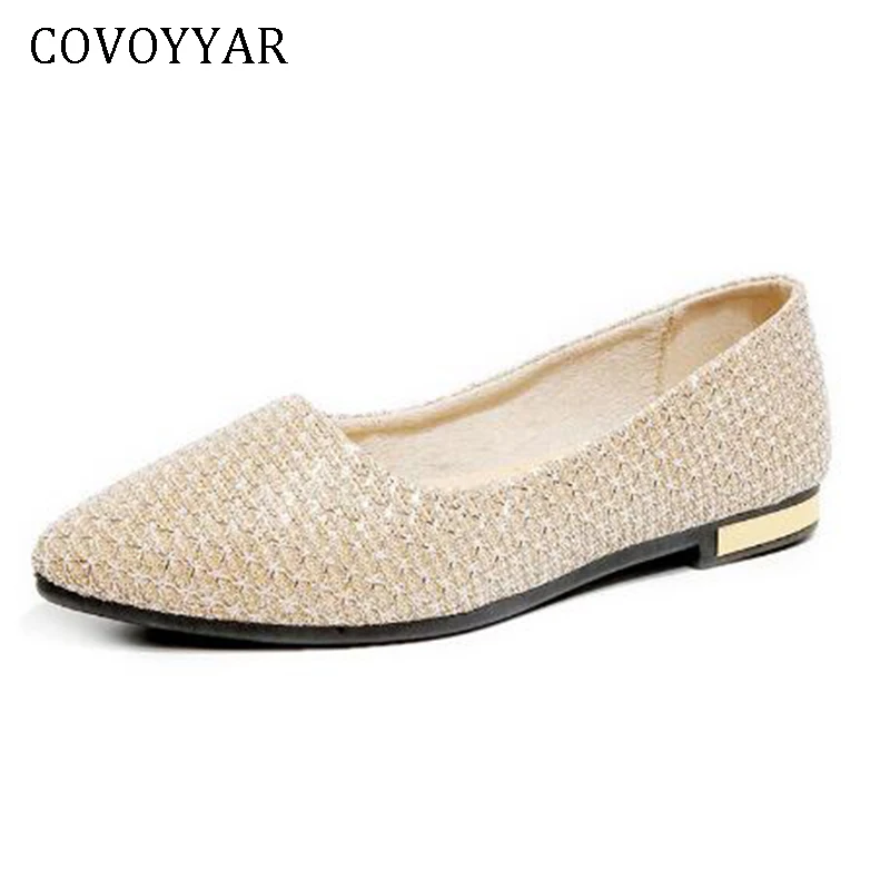

COVOYYAR 2018 Shining Women Ballet Flats Spring Autumn Pointed Toe Glitter Ballerina Shoes for Party Loafers Slip On WFS397