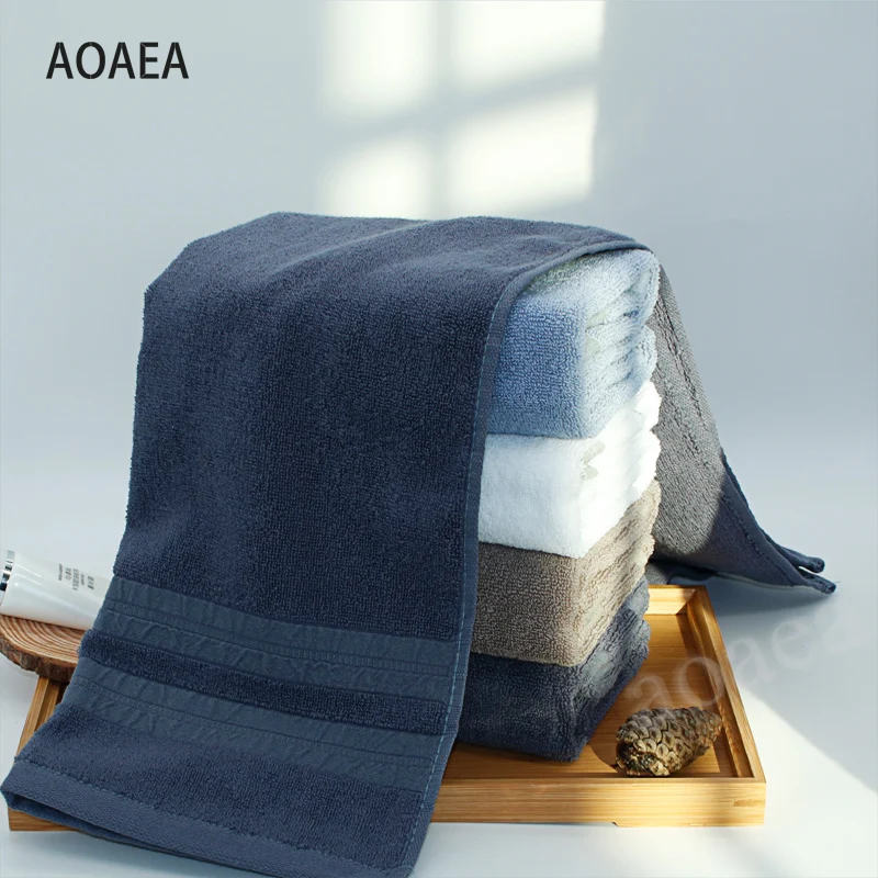 AOAEAface пляжные полотенца банные хлопок Спорт на открытом воздухе кухонное полотенце сплошной цвет мягкий утолщение без ворса хлопок полотенце