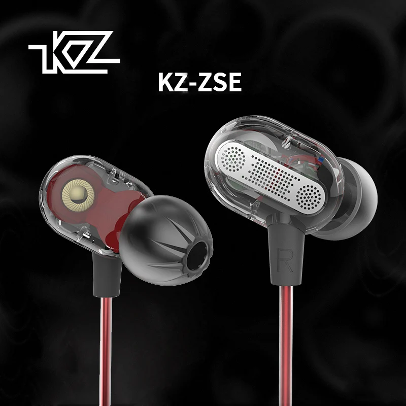 

NEWEST KZ ZSE Dynamic Dual Driver Earphone Headset Audio DJ Monitors Headphone Noise Isolating HiFi Music Sports Earbuds