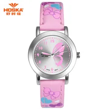 HOSKA Marque Nouvelle Mode Montre Enfants Couleur Sangle Mignon Papillon Motif Casual Montre-Bracelet Conçu pour Fille EP Matériel Horloge