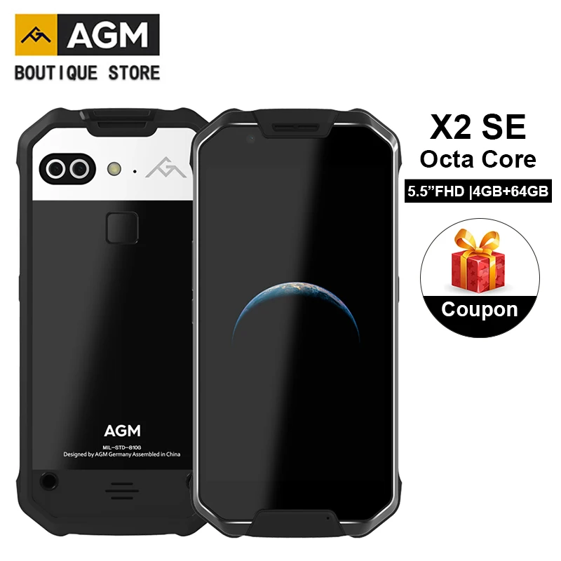 AGM X2 SE IP68 водонепроницаемый телефон 6 Гб 64 Гб MSM8976 Восьмиядерный 5," FHD 16MP+ 12MP Android 7,1 NFC Смартфон с отпечатком пальца