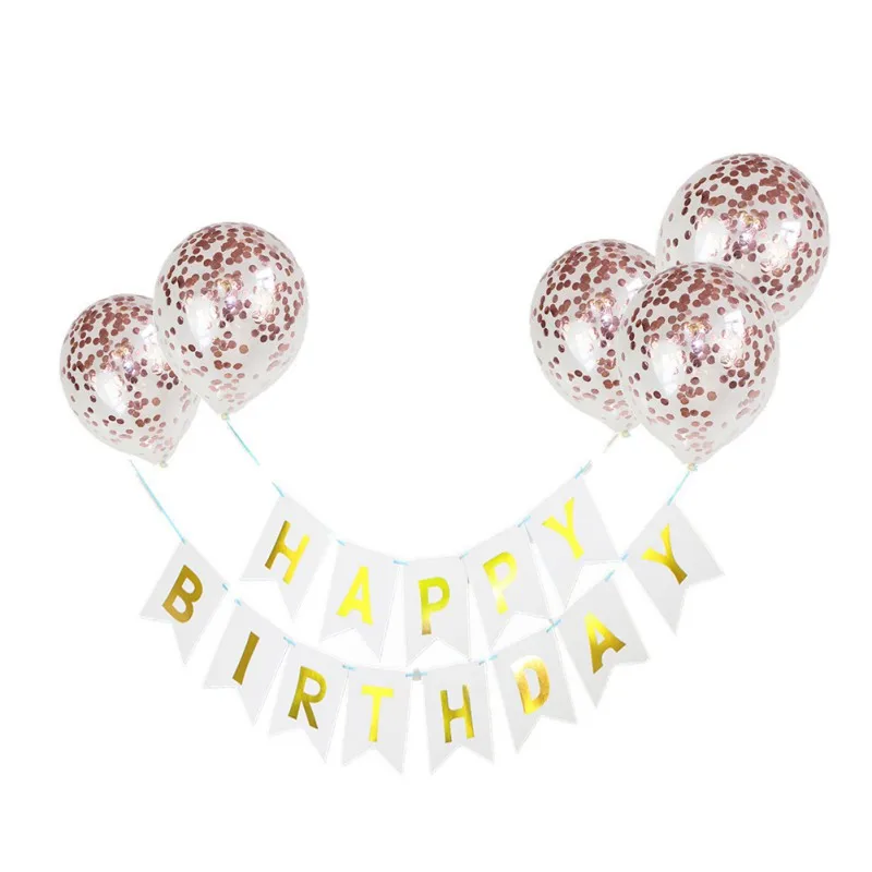 6 Pcs Сверкает латексных шаров и флаги строка для Happy День рождения украшения на вечеринку дня рождения праздник для вечерние свадебные Декор 6 шт - Цвет: 6 Pcs