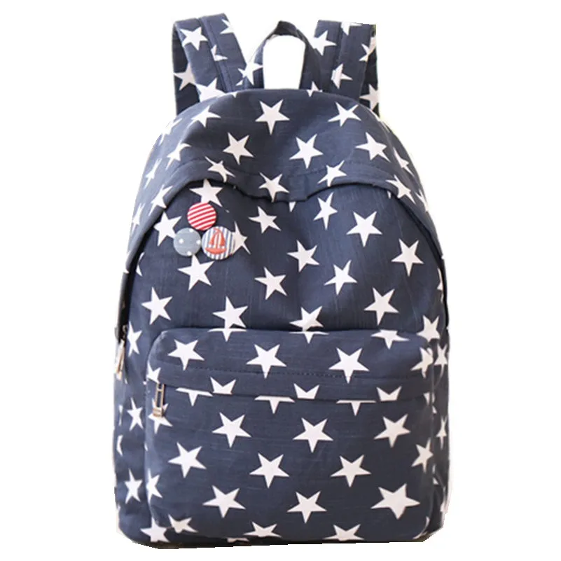 Preppy Style Many Stars Printing Backpack School Should Bags Women