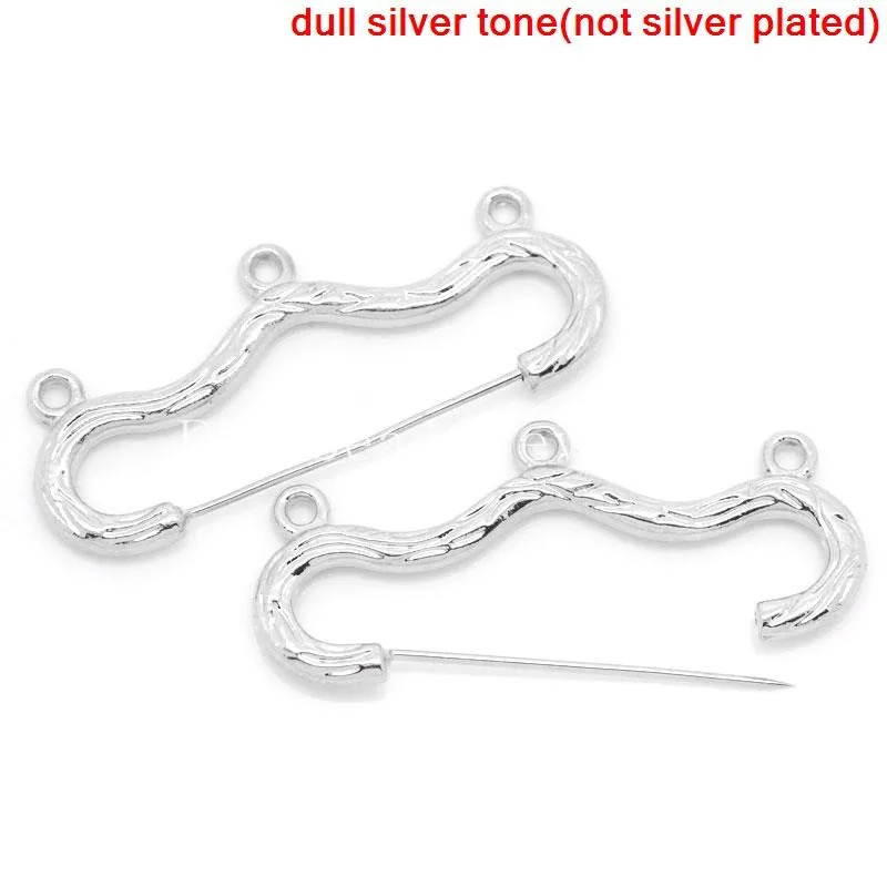 Doreen Box Lovely Connectors Findings Bend Bow Silver Tone 4 7x2cm 20PCs B25450