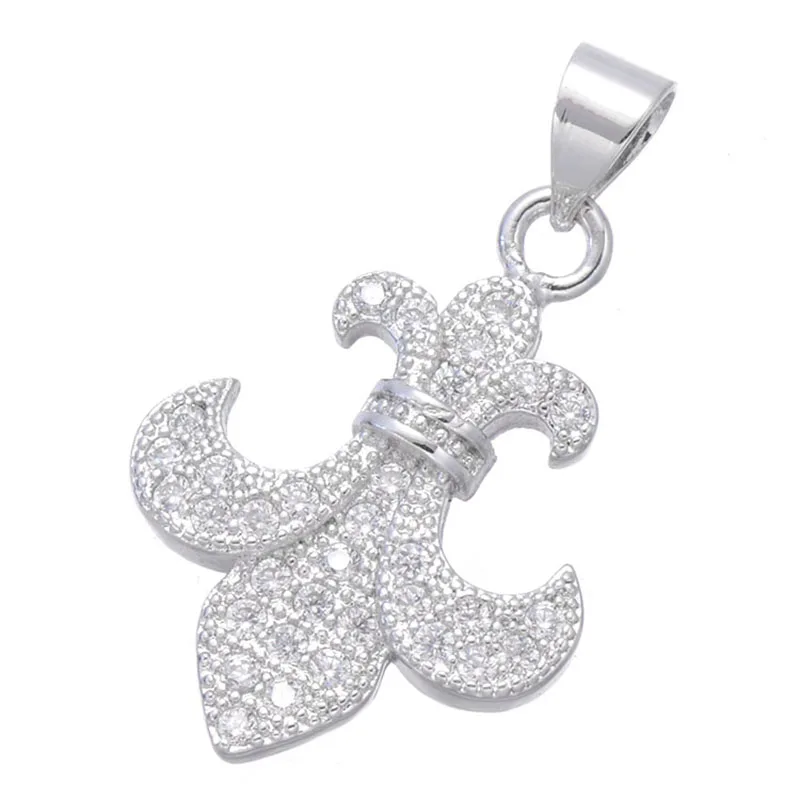 

Supplies For Jewelry Shining Zircon Lily Charms Pendants For Necklaces Copper Micro Pave Crafts Bijoux Flower Charms Wholesale