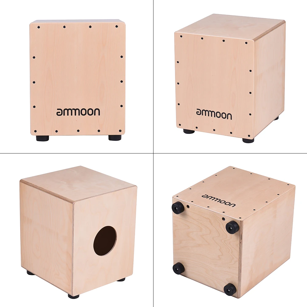 Ammoon Средний размер деревянный Cajon коробка барабан ручной барабан ударный инструмент березовая древесина с регулируемыми струнами сумка для переноски