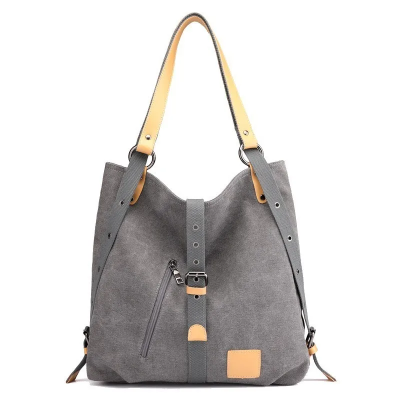 Herald модная повседневная сумка с большим карманом, женская сумка, сумки на плечо, холщовые кожаные вместительные сумки для женщин, Bolsas Sac - Цвет: Серый
