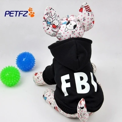 FBI светоотражающий принт Собака толстовки Щенок Хлопок Толстовка пальто pet Ночная одежда SZ XS до XL красный черный желтый зеленый