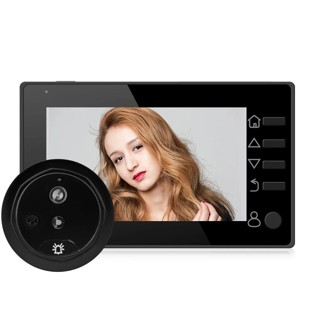 W10 дверной звонок 4,3 дюймов ЖК цифровой электронный зритель в дверном глазок камера 145 градусов ИК ночного видения дверной звонок для умного дома - Цвет: Black