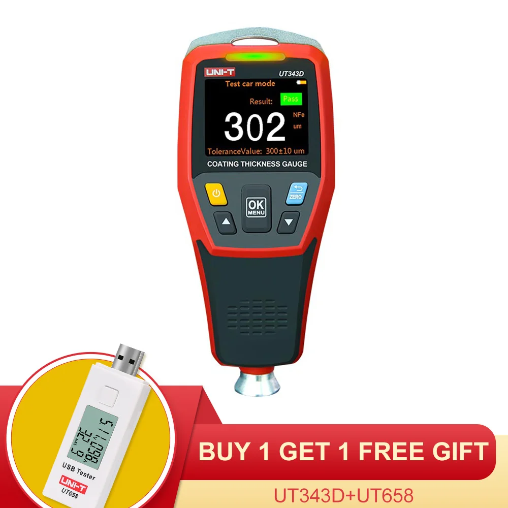 

UNI-T UT343D Mini Coating Thickness Gauge; iron matrix (FE), non-ferrous matrix (NFE) Tester Range 0 To 1250um With USB Data