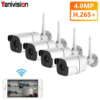 

4MP Kit Wireless Security Camera System IP Camera Wifi SD Card Outdoor 4CH Audio CCTV System Video Surveillance Kit Camara