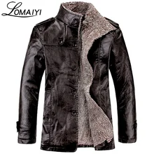 LOMAIYI NEUE Plus Größe M-8XL männer Winter Lederjacke Männer Warmen Dicken Faux Pelzmantel Herren Schwarz Motorrad PU windjacke, BM057
