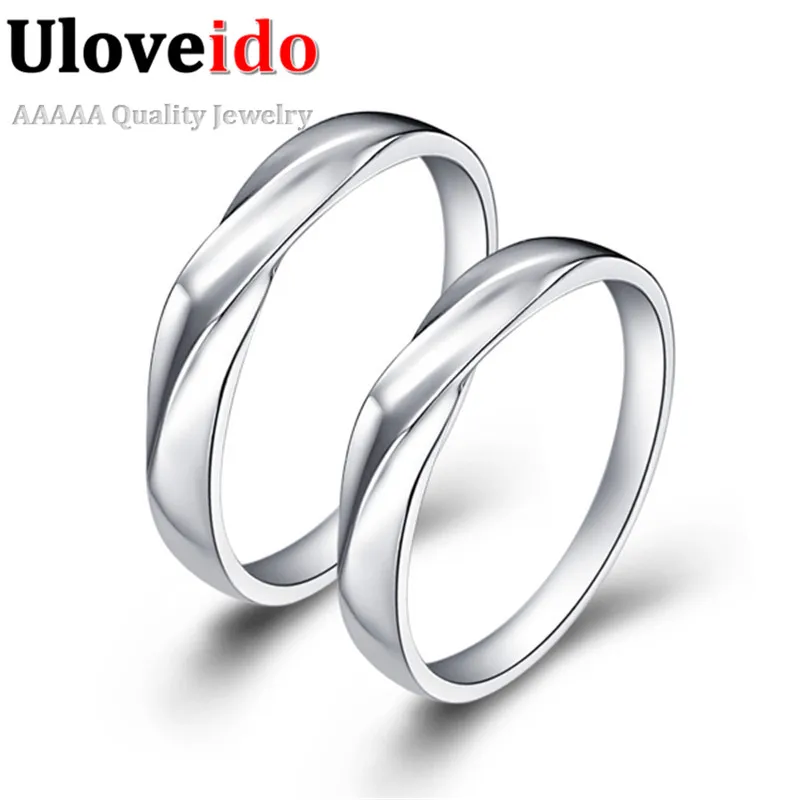 Wedding Rings Luxury Pair Fashion Couple Commitment Ring Jewelry Para Mulher Silver Color Engagement Ringen Set Gifts J008
