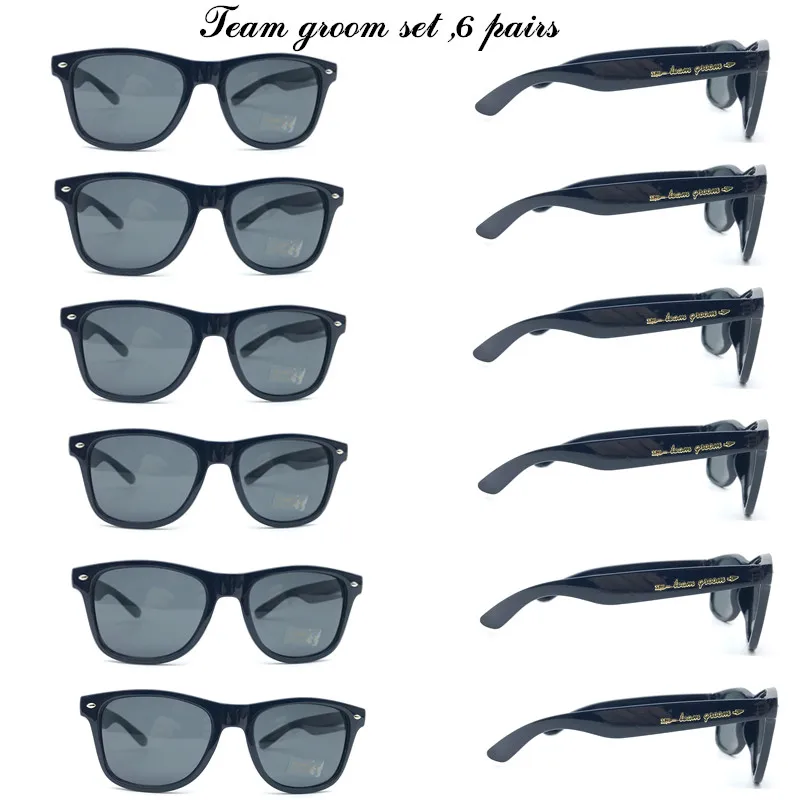 6 пар/лот Черный Жених Bestman Groomsman солнцезащитные очки для отдыха с золотыми металлические наклейки Groomsman подарок Свадебные очки