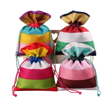

Stripe Patchwork Small Jewellery Gift Pouch Drawstring Decorative Crafts Packaging Fashion Fabric Candy Gift Bag