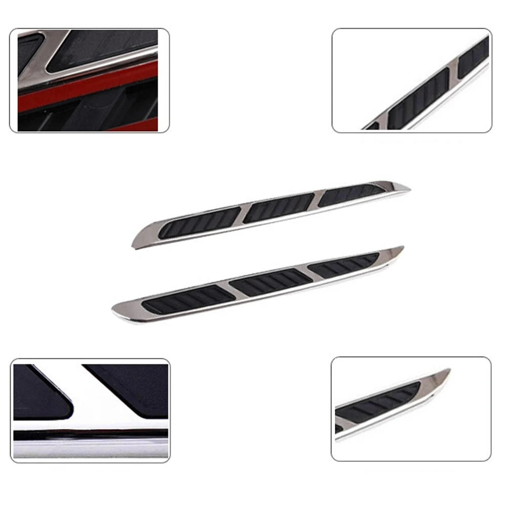 2-Pack Simulative Car Decorative Strip Air Inlet Hood Side Vent Air Flow Fender Sticker Modification Supplies