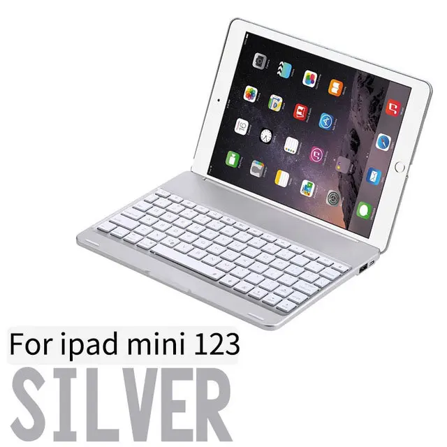 7 цветов, для iPad MINI 1 2 3 4, полный защитный чехол, светильник с подсветкой, беспроводной чехол с клавиатурой Bluetooth для iPad MINI, подставка, Fundas - Цвет: For Mini 1 2 3