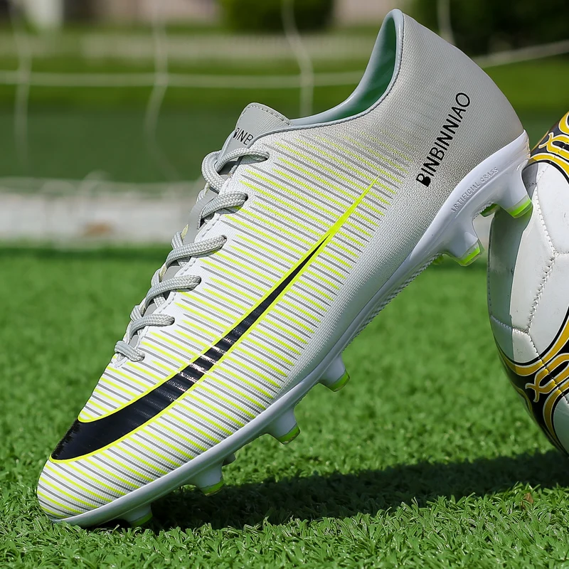 BOOMING Adult Soccer Shoes Men Boy Football Boots High Ankle Kids Professional Training Sport Sneakers Size 35-44  (31)