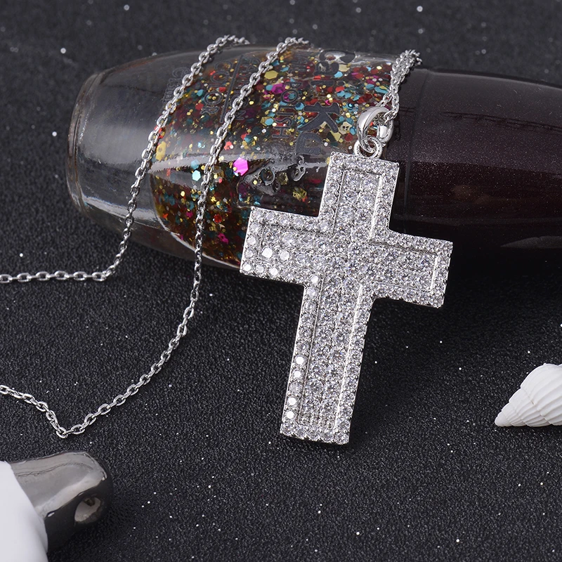 YAN MEI новые женские роскошные ювелирные изделия прозрачный кубический цирконий крест ожерелье GLD0312