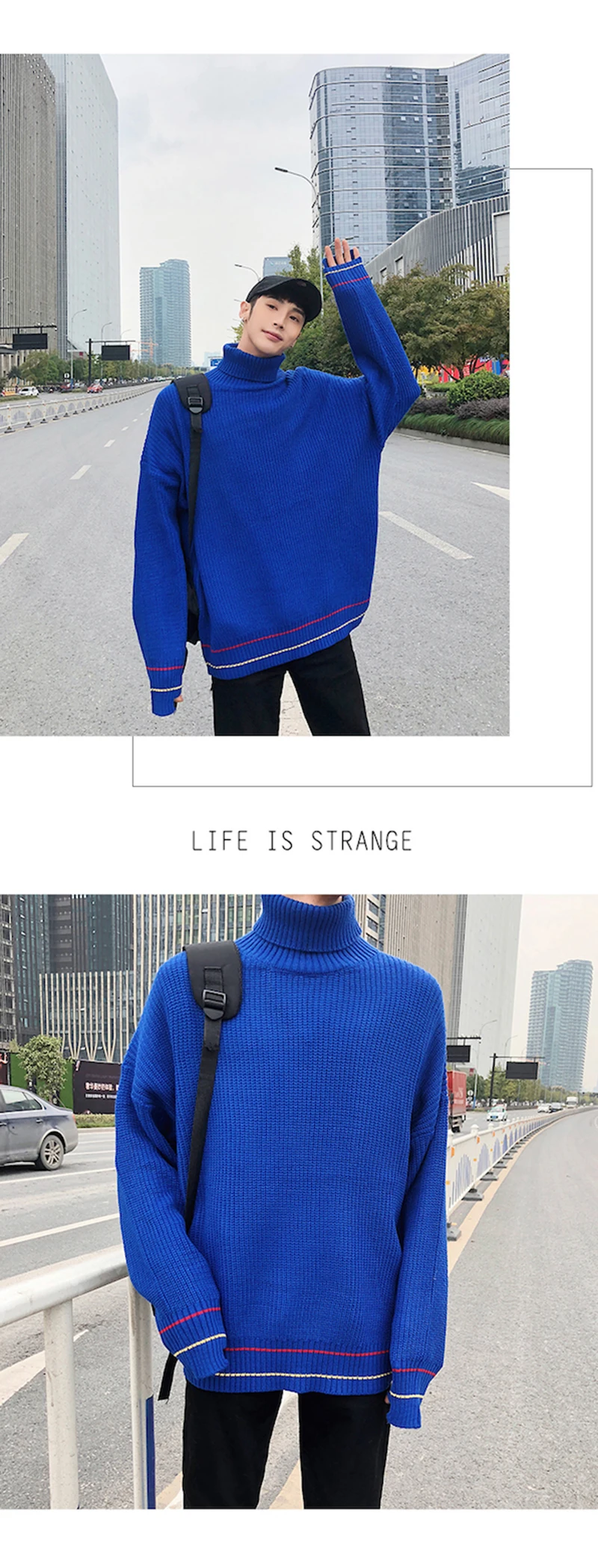 Turtle Neck Sweater Men Retro Vintage Pullover High Fashion   (15)