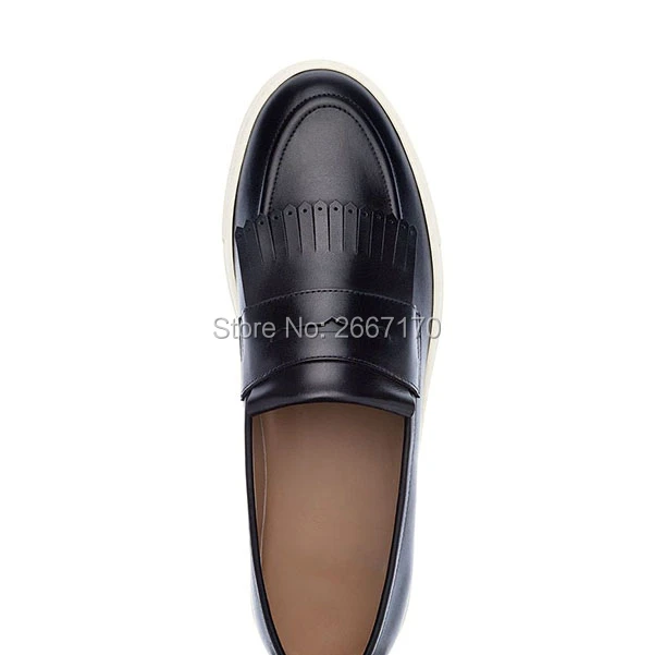 Однотонная кожаная обувь на плоской подошве; цвет черный, коричневый; мужские повседневные лоферы на толстой резиновой подошве с бахромой; Zapatos; большие размеры 38-46