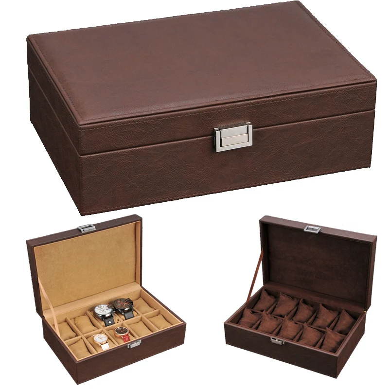 

10 Grids Handmade Watch Box Clock Box Time Box Watch Case for Watch Holding