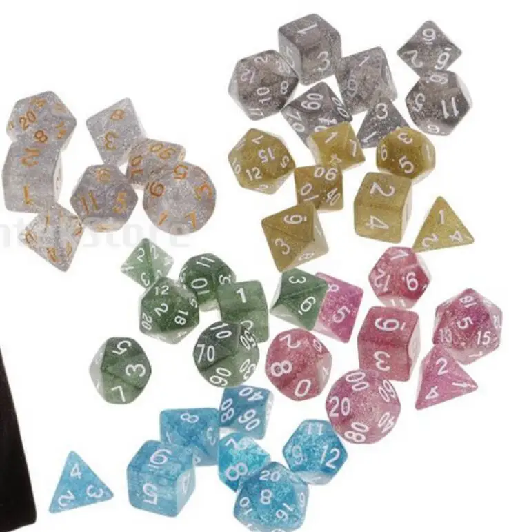 

7Pcs/set Glitter Shine TRPG Game Dices For Dungeons & Dragons D4-D20 Multi Sides Dice 4/6/8/10/12/20 SIde Desk Games Accessory