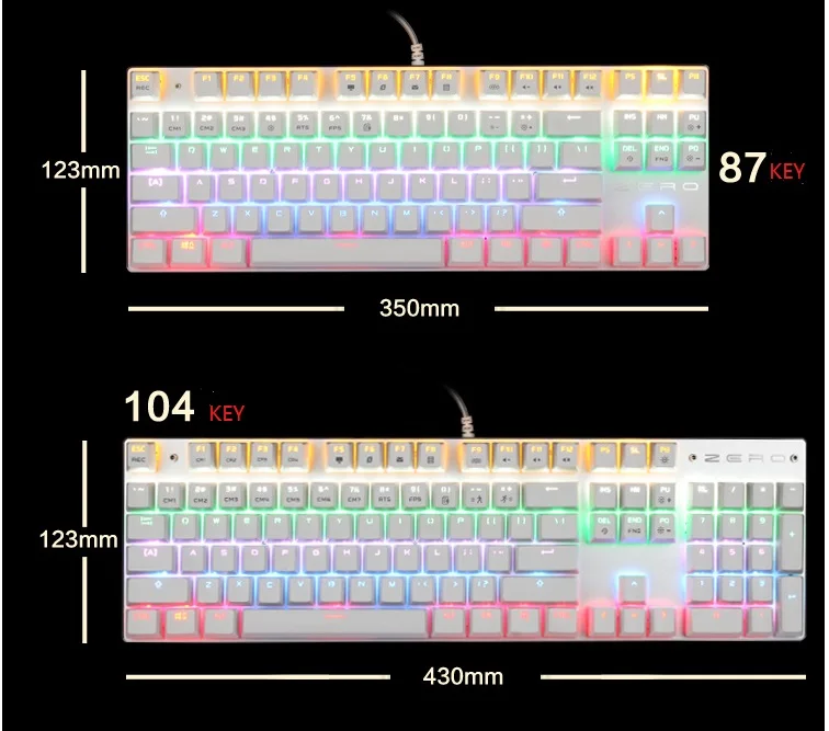 Механическая клавиатура METOO Zero с 87/104 клавишами, черный, синий, красный переключатель, игровая клавиатура teclado для настольного компьютера, ноутбука, Русские наклейки