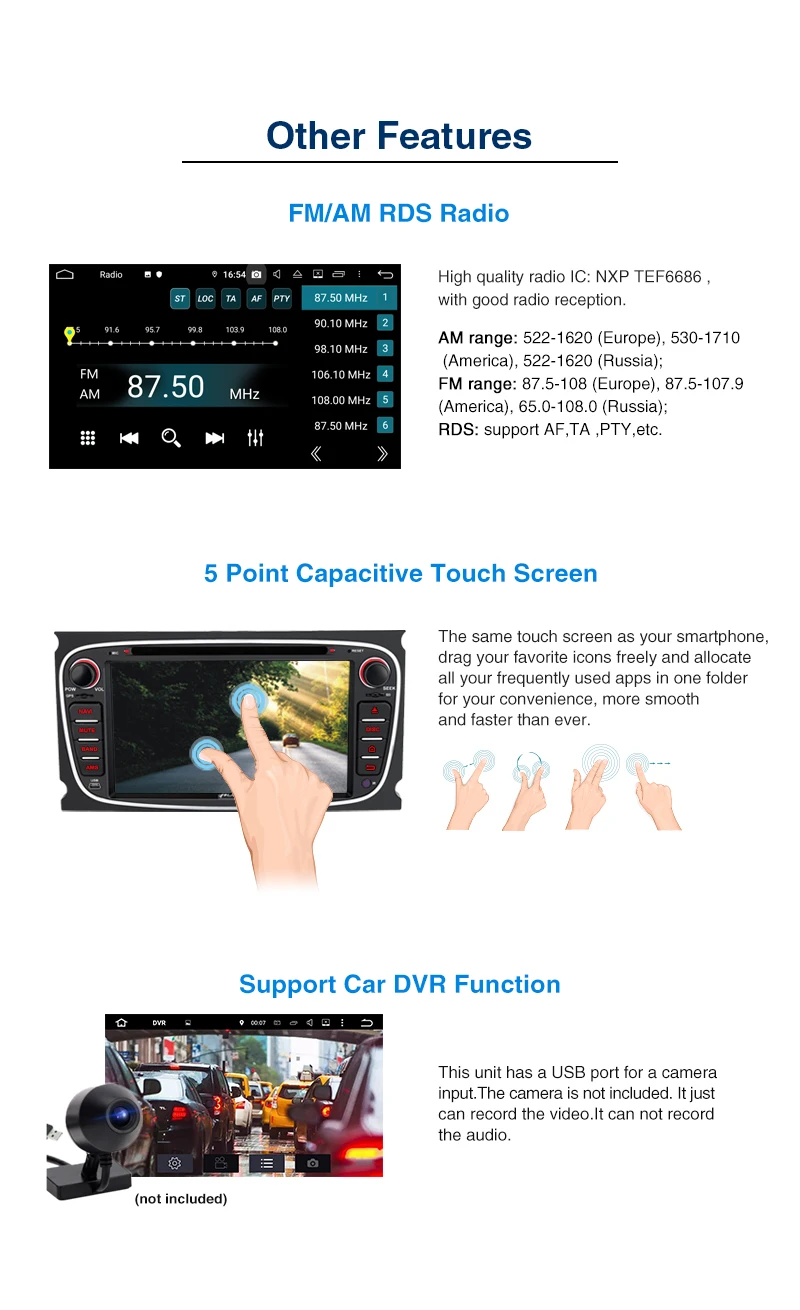 Clearance Pumpkin 2 Din 7"Android 9.0 Car DVD Player GPS Navigation Octa-core Car Stereo For Ford Mondeo/Focus Wifi OBD2 Fastboot Headunit 20