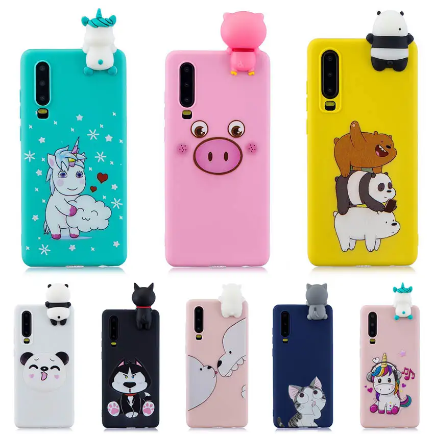 

3D Silicone Soft Phone Case For Huawei P30 cute Unicorn pig cat bear cute Cases For Huawei P30 Lite Cover for huawei P30 Pro