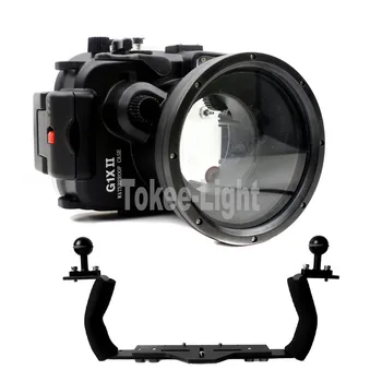 

40 meters 130ft Underwater Waterproof Housing Diving Camera Case Bag for Canon G1X II camera WP-DC53 + Double Ball Arm System