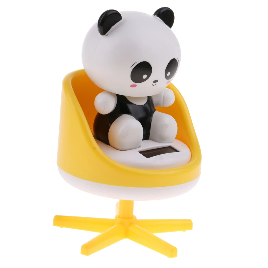 Adorable Plastic Solar Powered Toys Noding Head Figurine Model Home Car Ornament Panda Novelty Gag Toys for Kids Birthday Gift