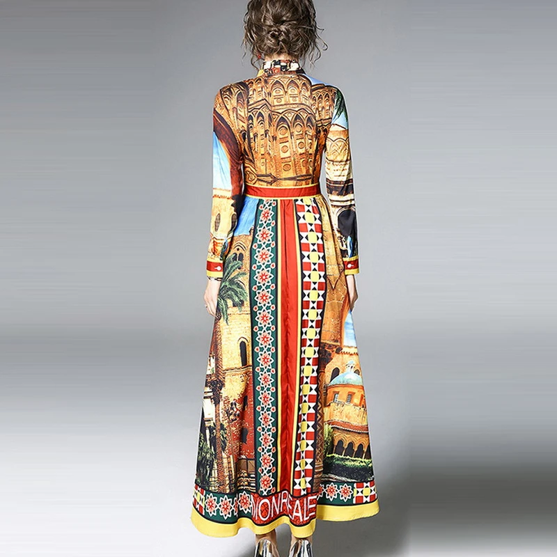 2018 Новинка весны мода красочные печати женское платье vestidos чешские Стиль