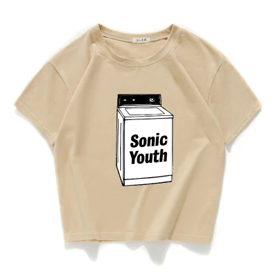 Sonic youth Альтернативная Поп/рок футболка femme хлопковая уличная футболка Женские Короткие топы хипстерский кроп Топ Женская одежда - Цвет: W338 khaki