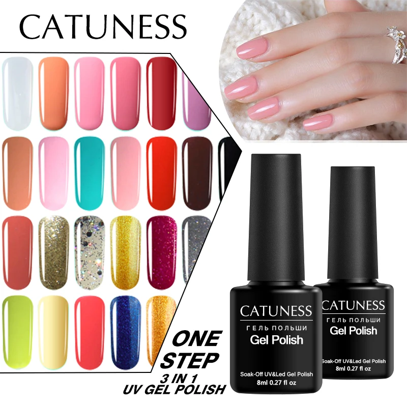 

CATUNESS Semi One Step 3 In 1 Nail Polish Long-Lasting Fashion Gel Nail Varnishes Base Manicure Permanent Popular Design Hybrid