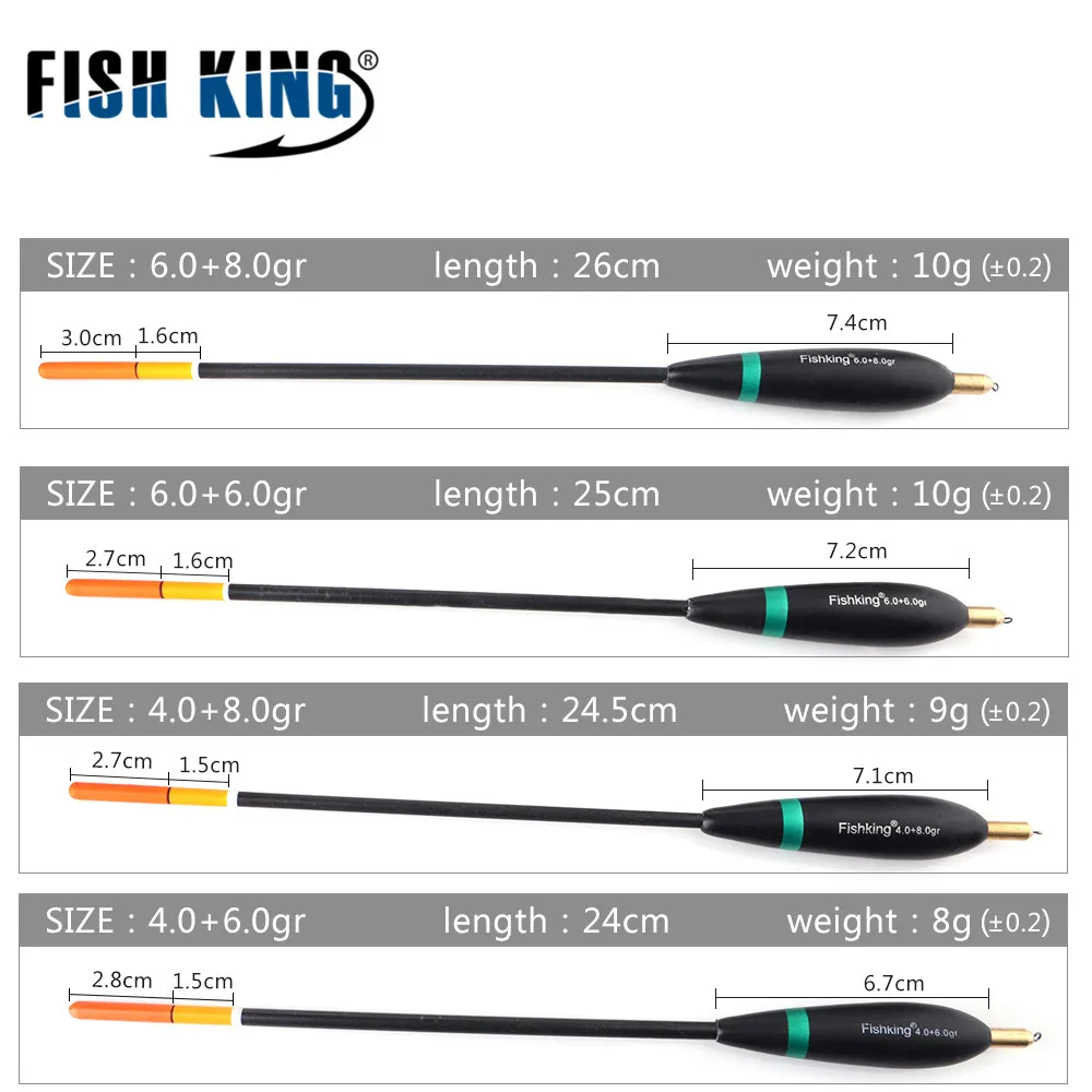 FISH KING 4 шт./упак. разных размеров рыболовный поплавок Barguzinsky Fir из пробки рыбалка