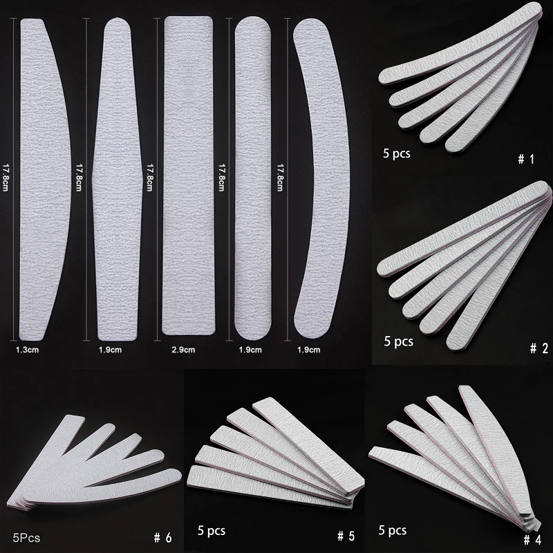 

5Pcs/Lot Nail File 100/180 Sanding Buffer Block Pedicure Manicure Buffing Polish Beauty Tools Professional Nail Files Grey Boat