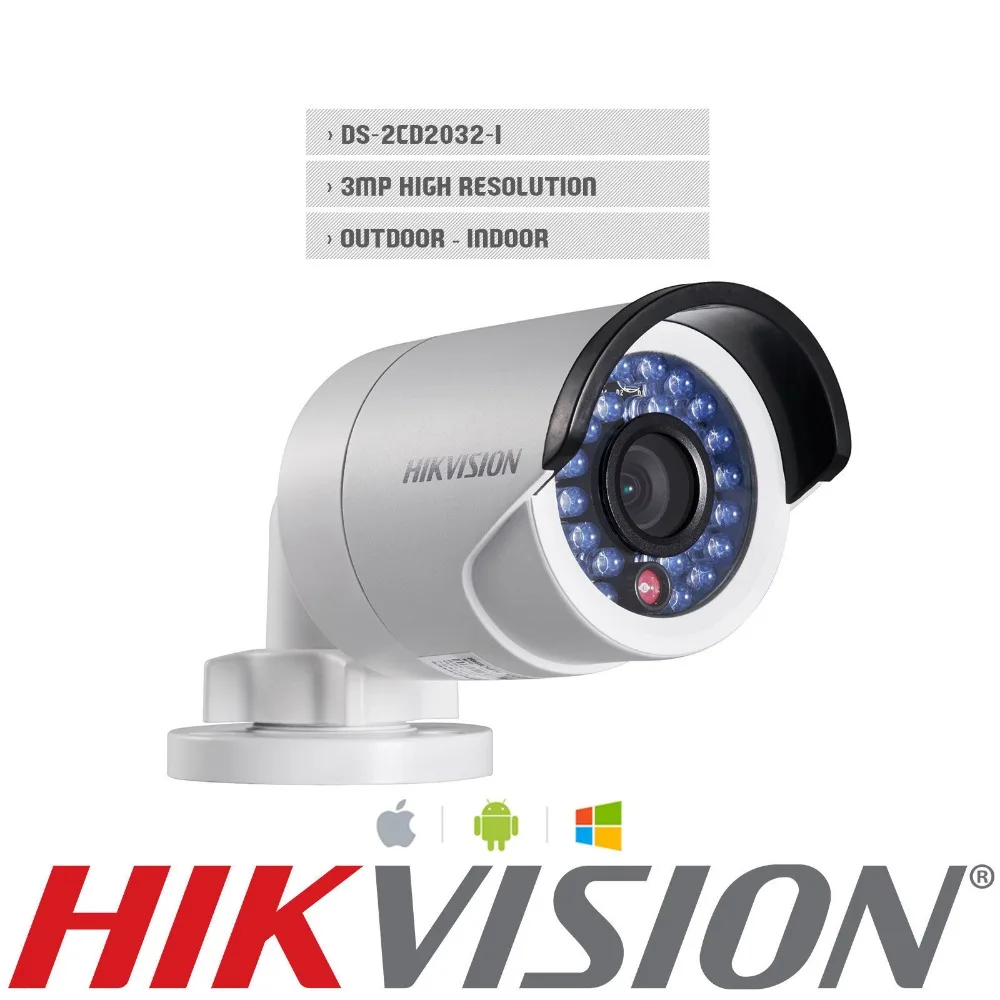 HIK English Version H.264 DS-2CD2032-I V5.3.0  IP Bullet Camera 4mm 3.0MP CCTV Camera With POE Network Replace DS-2CD2035-I