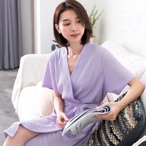 Robes Women Short Sleeve Summer New Home Soft Simple Daily Korean Style Womens Clothing High Quality Fashion Loose Leisure Chic - Цвет: 9317-8