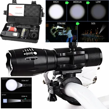 

X800 XML T6 LED Zoom Tactical Military Flashlight +Silicone Bicycle Light NEW AUGUST4
