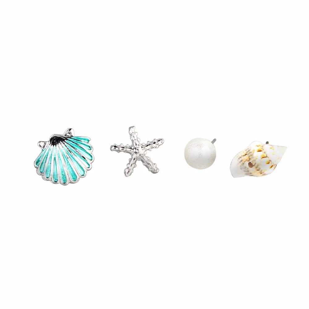 

4 Pcs Romantic Resin Colorful Mermaid Shell Stud Earrings Simple Cute Brincos Unique Starfish Earrings For Women Jewelry ER3437