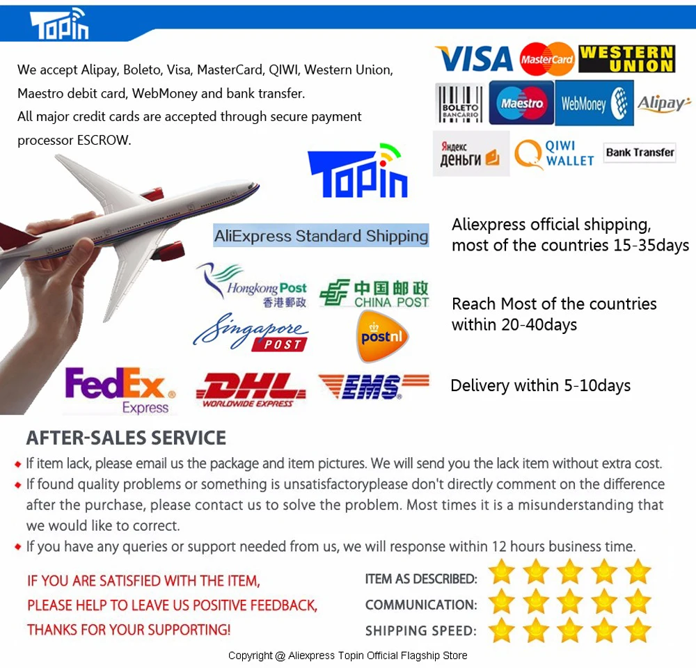 topin aliexpress standard shipping