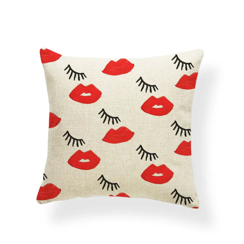 Простой макияж идеальные ресницы подушки Чехлы очаровательные женские красные губы наволочки Йога квадратные льняные большие подушки для пола