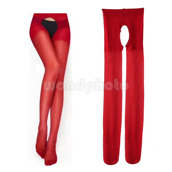 Сексуальное Красное прозрачное белье с открытой промежностью, эластичные колготки, чулки, колготки