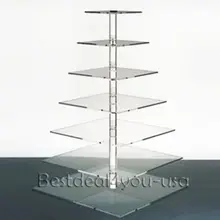 Подробнее о 7 ярусах кристально чистая акриловая квадратная Свадебная стойка для кексов украшение башни