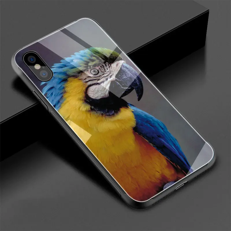 Чехол для телефона из закаленного стекла Parrot чехол для iPhone 6 6S Plus 7 8 Plus X XS XR XS Max
