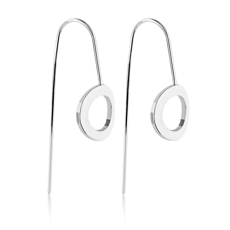 

Hollow Round Triangle & Rectangle Bending Stick Silver Golden Black Geometric Piercing Drop Earrings Dangle Earrings for Women