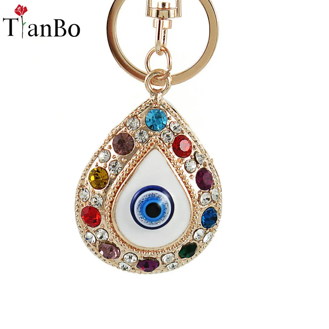 

Fashion multicolor Crystal Blue Evil Eye Charm Keychain Rhinestone Key Chain Key Ring Bag Pendant Keyrings jewelry Gifts